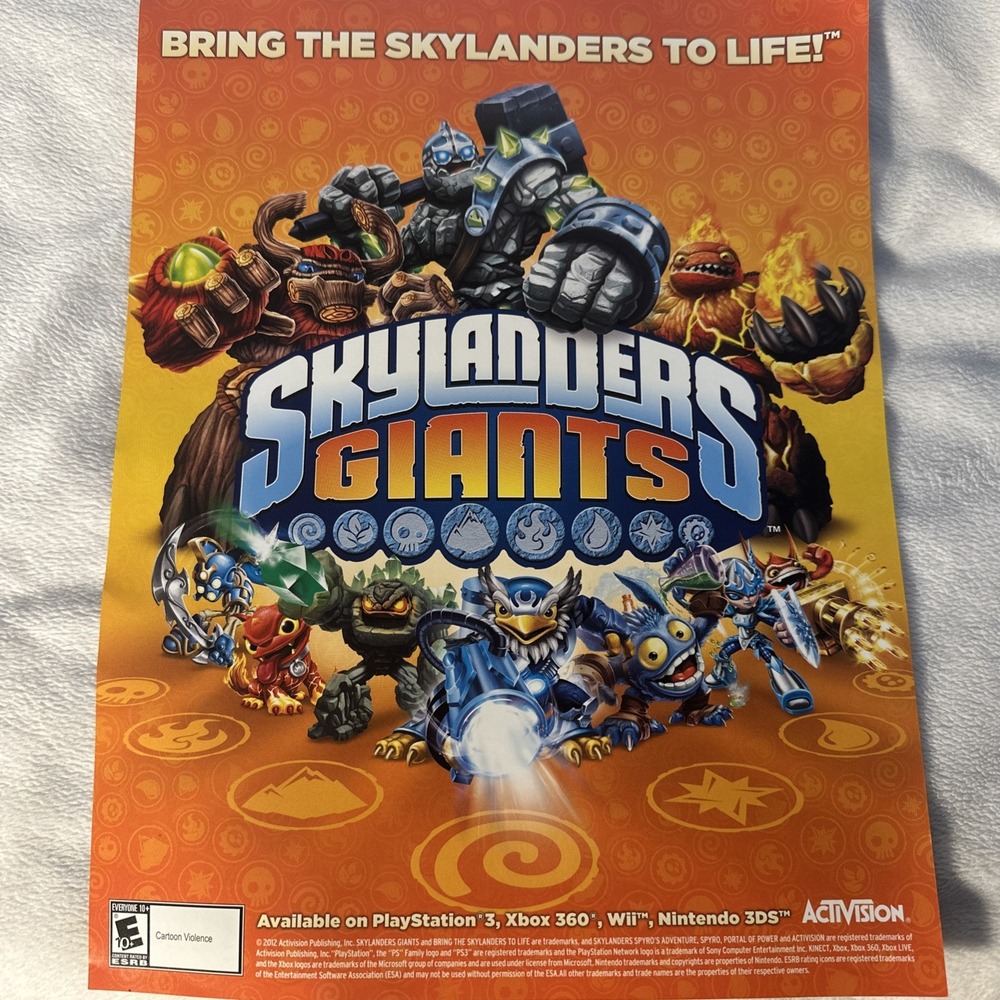 Activision Skylanders Giants Adventure Map Poster 8.5x11 Walmart Exclusive 2012
